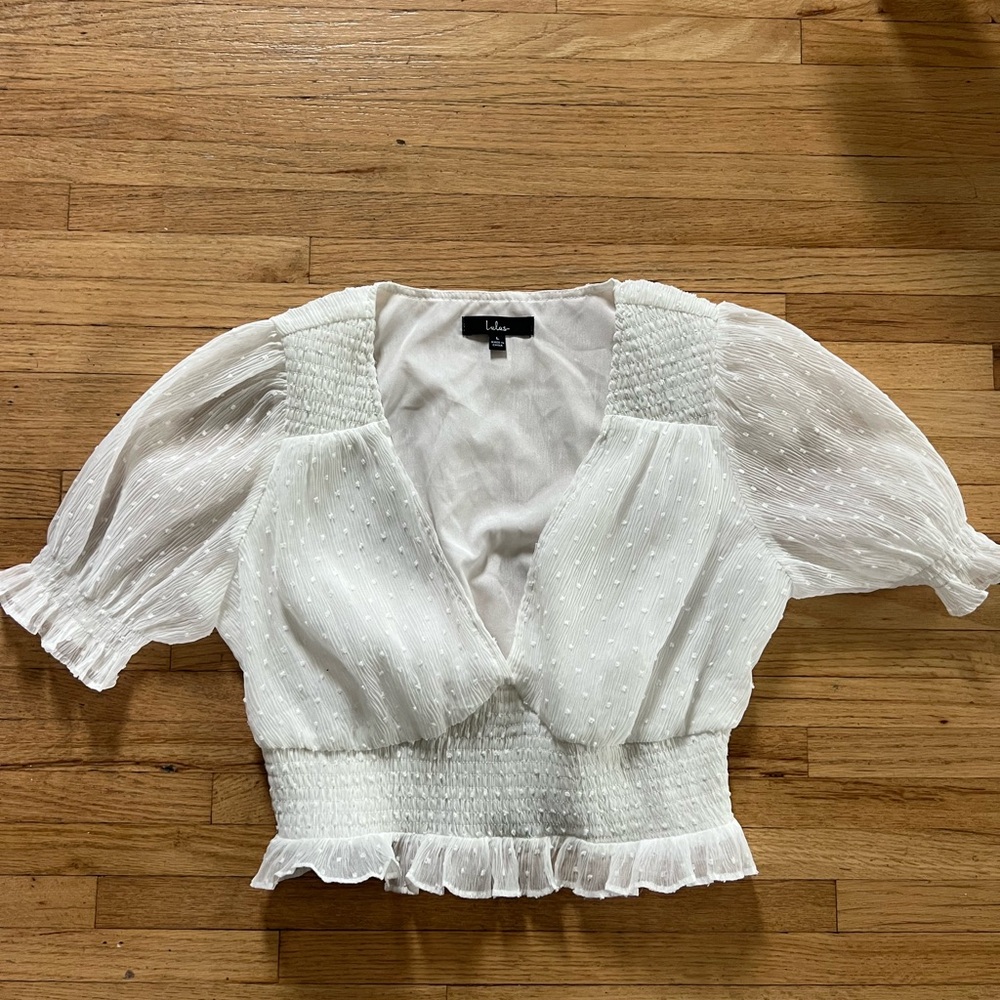 White Sheer Puff Sleeve Top